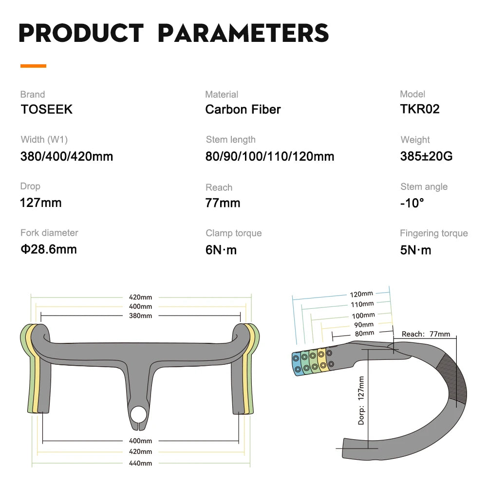 Combo cintre potence TOSEEK Carbon